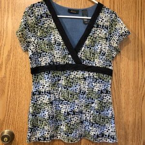 🔴 5/$25 Ratio Blouse Short Sleeve Top Sz M EUC